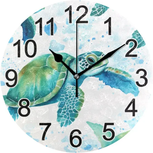 Miniatura 18 de Hummingbird - Reloj de pared de resorte redondo de 10 pulgadas, sin tictac, silencioso, funciona con pilas, reloj analógico atómico de cuarzo