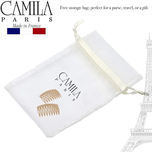 Miniatura 5 de Camila Paris CP3109 - Peine lateral francés para el cabello, pequeño, curvado, beige, con torsión francesa, decorativo, pinzas de sujeción fuerte
