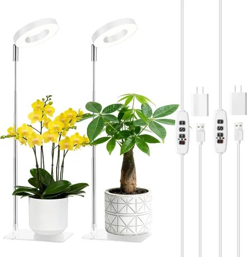 Luz blanca de cultivo de 3.54 pulgadas, luces de espectro completo para plantas para cultivo en interiores con temporizador de 3/9/12H, 3 modos de