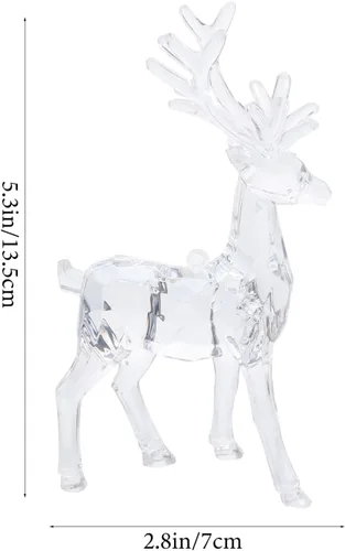 Miniatura 2 de SEWACC Adornos de reno de cristal, 2 piezas, estatuas de ciervos transparentes, figuras de reno acrílico, decoración de mesa de Navidad