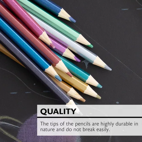 Miniatura 5 de BAZIC Products Lápices de colores metálicos, 12 tonos brillantes, juego de lápices preafilados para dibujar y colorear, suministros de arte