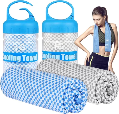 Miniatura 12 de BOGI Toallas refrescantes para cuello y cara, toalla suave y transpirable para enfriamiento instantáneo, se mantiene fresca para yoga, deportes, Azul