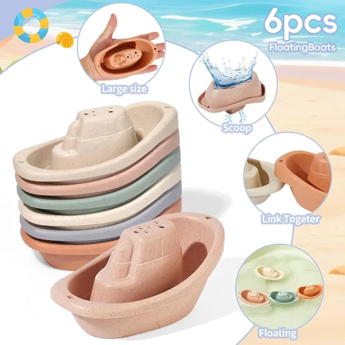 Miniatura 4 de Juguetes de baño para bebés de 1 a 3 años, paquete de 14 juguetes de baño para niños de 2 a 4 años, juguetes de agua con botes flotantes y tazas