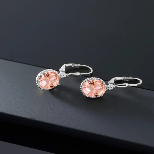 Miniatura 20 de Gem Stone King Aretes colgantes de gota para mujer, plata de ley 925, piedra natal ovalada de 0.354 x 0.276 in, joyería fina, regalos para ella