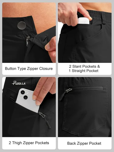 Miniatura 4 de Pudolla Men's Hiking Pants Waterproof Travel Cargo Pants with 7 Pockets Stretch for Golf Fishing Climbing