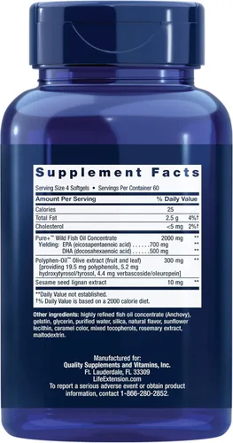 Miniatura 2 de Life Extension Aceite de pescado Super Omega-3 EPA/DHA, lignanos de sésamo y extracto de oliva, suplemento de Omega 3, para la salud del corazón