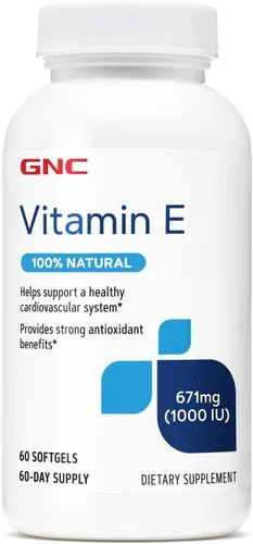 GNC Vitamina E 100% natural 1000IU - 60 cápsulas blandas, 60 porciones