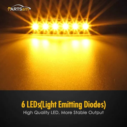 Miniatura 3 de Partsam 6 luces indicadoras laterales LED, paquete de 5, 3.8 pulgadas, 5 x ahumado/ámbar.