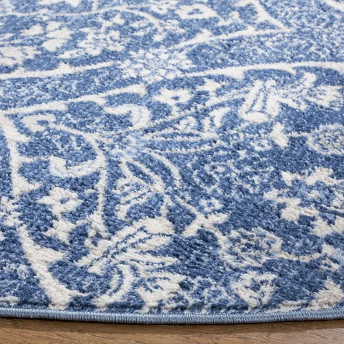 Miniatura 6 de SAFAVIEH Brentwood Collection Alfombra - 5'3" x 7'6", azul marino y gris claro, diseño floral damascado de estilo Ogee, sin desprendimiento