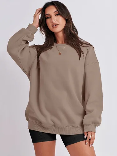 Miniatura 5 de ANRABESS Sudadera de gran tamaño para mujer, con cuello redondo, estilo Y2K, sudadera con capucha de forro polar, cómoda, camiseta informal, ropa