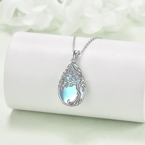 Miniatura 58 de ONEFINITY Collar de plata de ley 925 con diseño de árbol de la vida con colgante de nudo celta de concha de abulón para mujer