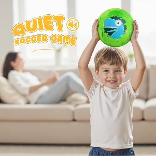 Miniatura 5 de ZOOJOY Balón de fútbol interior para niños pequeños de 1 a 3 años, pelota de fútbol silenciosa para bebé, felpa suave inflable con bomba, juguetes