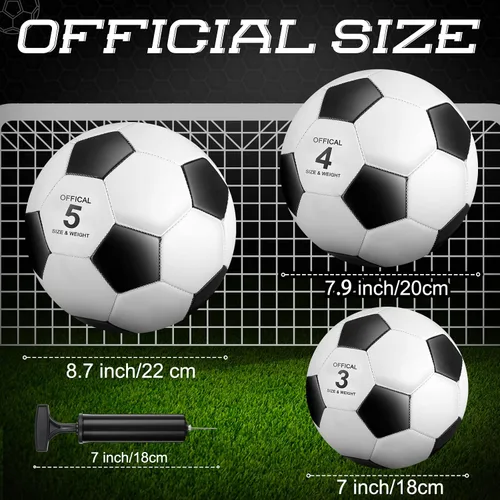 Miniatura 2 de HyDren 8 pelotas de fútbol a granel con bomba desinflada, tamaño oficial, pelota de fútbol deportiva para niños y adultos, juego para interiores