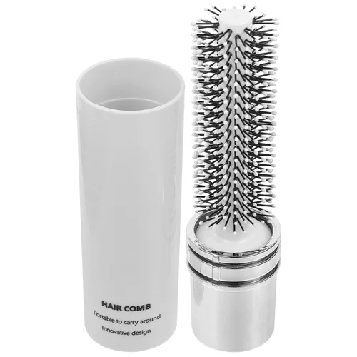 Miniatura 8 de Mini cepillo de peinado retráctil de cerdas redondas de secado por soplado y desenredado para el cabello, blanco