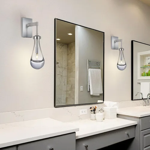 Miniatura 7 de Apliques de Pared de Níquel, Modernas Luminarias de Gota de Lluvia para Dormitorio, Lámpara de Pared Montada para Mesita de Noche, Iluminación