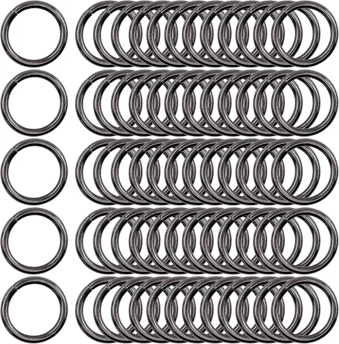 Miniatura 10 de Kit de 60 anillos de metal para cinturones, pasadores de accesorios para macramé, cinturón de campamento, correas para perro, accesorios de sable
