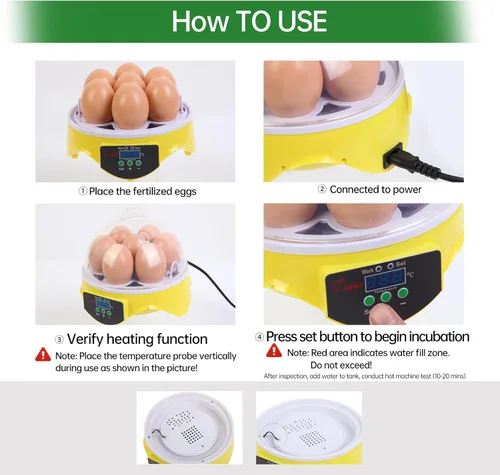 Miniatura 4 de Mini incubadora de huevos de 7 huevos con vista de 360°, kit educativo para eclosionar para niños, aulas y familias, control automático