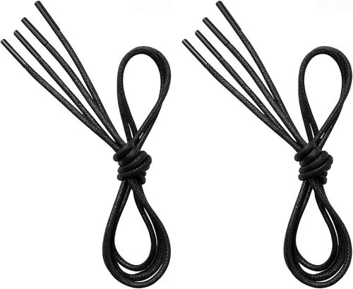 VSUDO 2 Pairs Waxed Round Dress Shoe Laces for Mens Dress Shoes, 18" Thin Business Oxford Dress Shoelace, Dress Shoe Strings