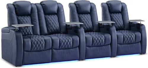 Miniatura 42 de Weilianda Asientos de Cine en Casa de Cuero de Grano Superior Silla Reclinable con Reposacabezas Eléctrico y Reclinación Asientos de Película Sofá