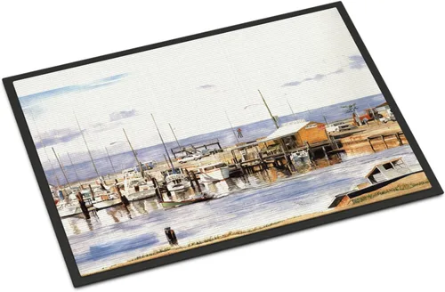 Caroline's Treasures 1006MAT Pass Bait Shop - Felpudo de 18 x 27 pulgadas, para interiores y exteriores, para entrada, antideslizante, lavable, de