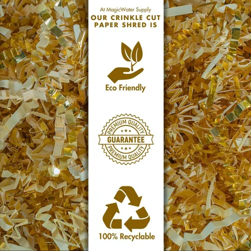 Miniatura 5 de MagicWater - Papel de corte arrugado para cestas de regalo, 2 libras, vainilla y oro, perfecto para relleno de papel triturado, relleno de cestas