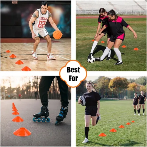 Miniatura 5 de Paquete de 75/50/25, Juego de Conos de Entrenamiento de Fútbol de Grado Profesional, Conos de Agilidad Duraderos con Bolsa de Transporte y Soporte