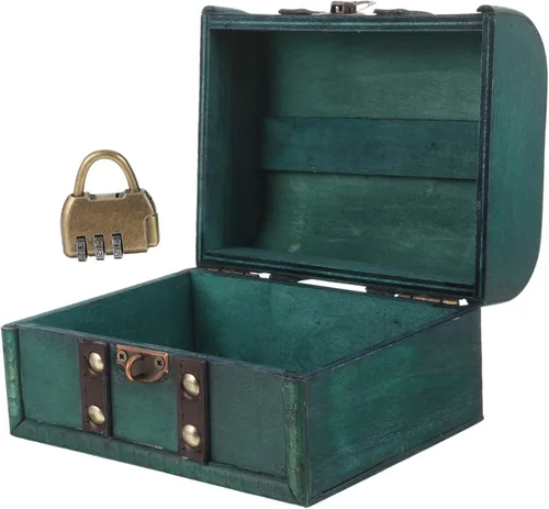 Joyero de madera vintage con cerradura, organizador de almacenamiento antiguo para collares, anillos y aretes, caja de tesoros bohemia rústica