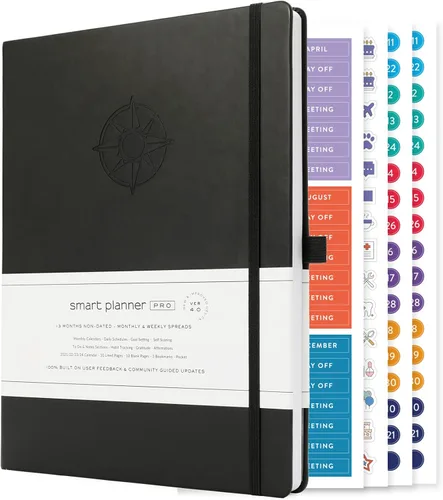 Smart Planner Pro - Planificador diario sin fecha - Agenda grande A4 - Logre objetivos y aumente la productividad con secciones semanales,