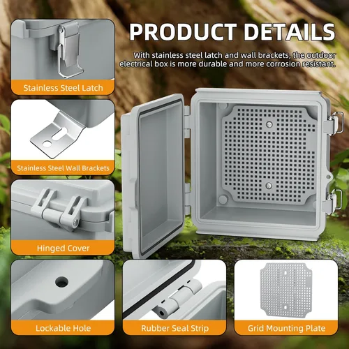 Miniatura 3 de Joinfworld Caja Eléctrica al Aire Libre Impermeable IP67 6X6 Caja de Proyecto de Plástico Recinto Resistente a la Intemperie para WiFi Electrónica