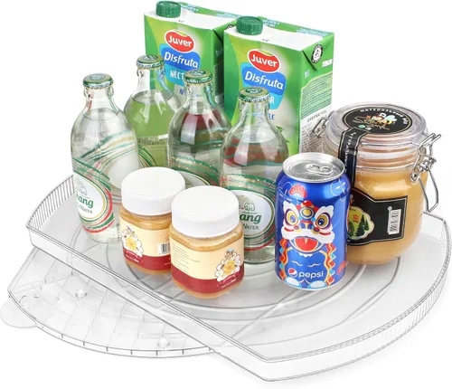Miniatura 9 de Lazy Susan - Organizador para gabinete, despensa, encimera (2 niveles de 14 x 10 pulgadas, transparente, 1 paquete, rectangular)