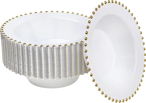 Miniatura 24 de Plasticpro - Juego de platos combinados de 32 piezas de plástico para cena, platos desechables de plástico elegantes y resistentes para fiestas de 7