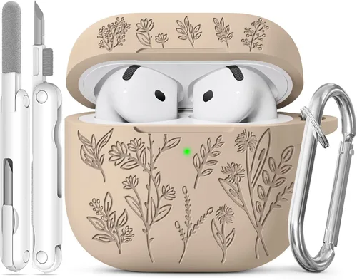 Miniatura 66 de Funda para Airpods Pro 3 con tapa magnética, fundas grabadas con flores para Apple AirPods Pro de 3ª generación 2025, funda de silicona suave