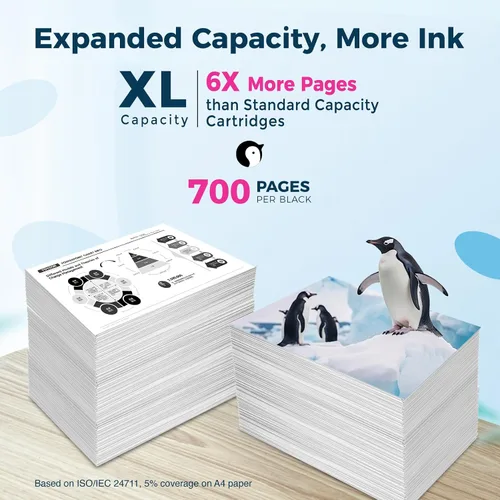 Miniatura 3 de Penguin 65XL - Cartucho de tinta para impresoras HP Envy 5055, tinta 5052, 3755, 3772, 3752, 3720, 2600, 2622, 2652, 2655, 2675, 2680, 2630, 5012
