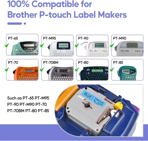 Miniatura 3 de NineLeaf Cinta de etiquetas de repuesto compatible para Brother P-Touch M-Tape M521 MK521 M-K521 funciona con Ptouch PT-M95 PT-90 PT70 PT-65 PT85