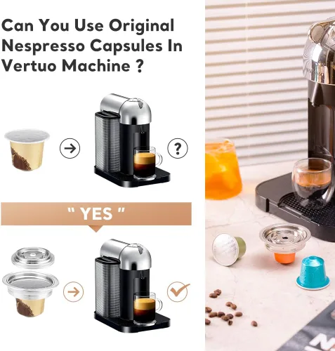 Miniatura 4 de Adaptador de cápsulas de café reutilizable compatible con Nespresso Vertuo, ENV135 y VertuoLine GCA1, convertidor de cápsulas de café de acero