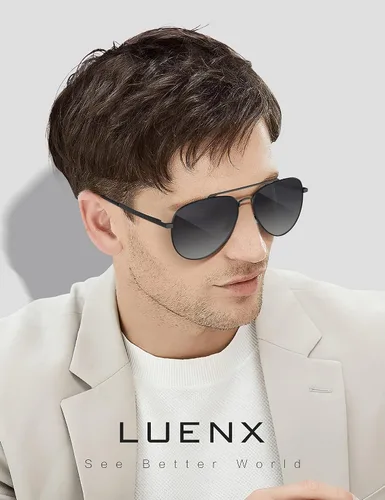 Miniatura 50 de LUENX, Aviator - Gafas de sol polarizadas, para hombres y mujeres, protección UV 400, con funda 60MM