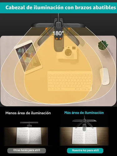 Miniatura 2 de Vekkia 64 Luces LED Recargables para Atril Musical - Lámpara de Piano Plegable con Clip, Portátil Profesional con 5 Niveles de Brillo × 3