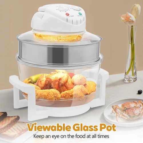 Miniatura 4 de Freidora de aire de vidrio no tóxica 18QT multifunción grande con olla de vidrio visible 360° antideslizante temporizador de 60 minutos para uso