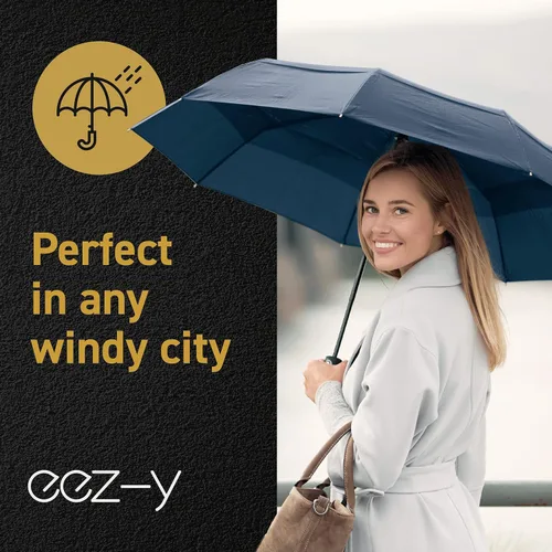 Miniatura 7 de Windproof Travel Umbrellas for Rain - Lightweight, Strong, Compact with & Easy Auto OpenClose Button for Single Hand Use - Double Vented Canopy for