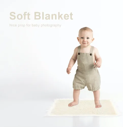 Miniatura 7 de KOMBIUDA Tapete de fotografía para bebé, color beige, de piel sintética, suave, flexible, no desprende pelusa, accesorios para fotos de bebé