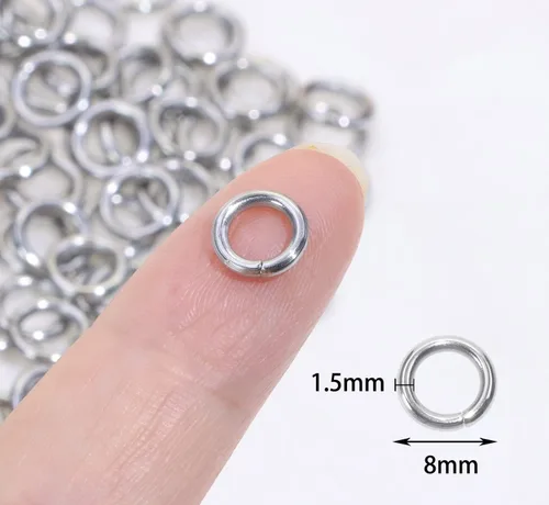 Miniatura 2 de Shapenty Anillos abiertos de acero inoxidable, conectores gruesos y divididos para llavero, collar, pulsera, aretes, colgante, joyería, hallazgo