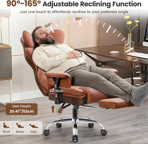 Miniatura 6 de BESTFAIR Silla de oficina grande y alta, silla ejecutiva de capacidad de 400 libras con respaldo alto y reposapiés, silla de oficina ergonómica