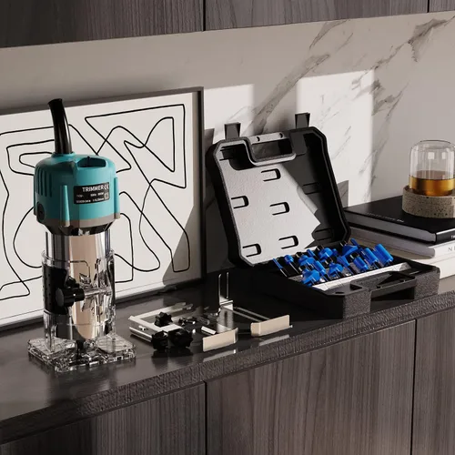 Miniatura 8 de TwoWin Herramienta de enrutador, herramienta de enrutador compacto de madera de palma de 110 V 800 W para carpintería, recortadora de mano eléctrica