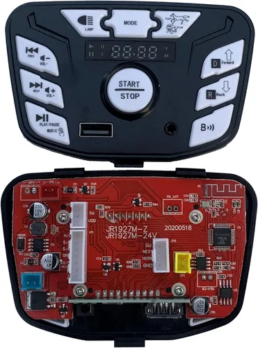 JR1927M-Z 24V Negro Control central de vehículo eléctrico para niños, con reproducción de música, fuente de alimentación, funciones de avance y