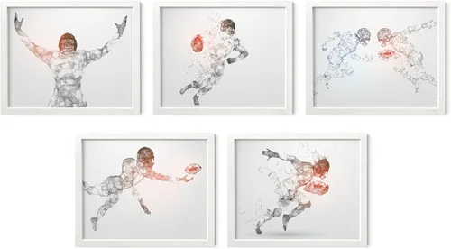 Miniatura 26 de Impresiones artísticas de fútbol americano para pared, juego de 5 (8x10) carteles de fútbol americano sin marco, decoración de sala de fútbol Niños