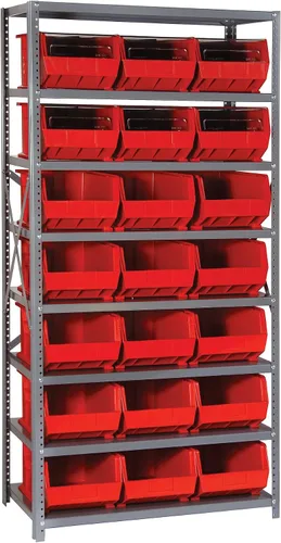 Miniatura 471 de Quantum QSBU-245BK Heavy Duty Shelving Unit with (7) Shelves and (24) QUS245 Black Bins for Garage Warehouse Storage Distribution 400 lb Load