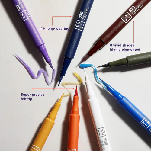 Miniatura 3 de 3INA The Color Pen Eyeliner - Lápiz delineador de ojos líquido colorido impermeable para un aspecto atrevido, punta de fieltro precisa, maquillaje