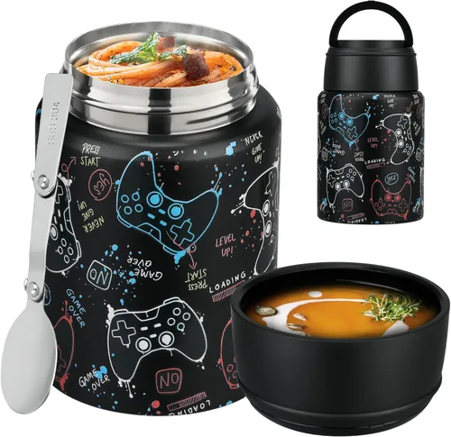 Miniatura 16 de Termo de sopa para comida caliente para niños, tarro de comida aislado de 16 onzas, contenedor térmico a prueba de fugas para niños, lonchera