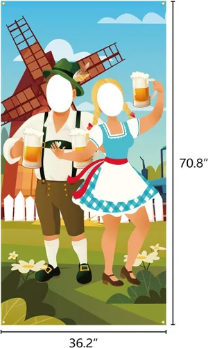 Miniatura 4 de Oktoberfest - Decoración de carteles para puerta, juegos divertidos, suministros para festivales de cerveza bávara