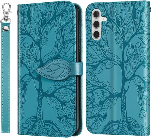 Funda tipo cartera para Samsung Galaxy A13 5G 2021 con tarjetero/ranura, de cuero con tapa y cierre magnético, correa de muñeca con función atril